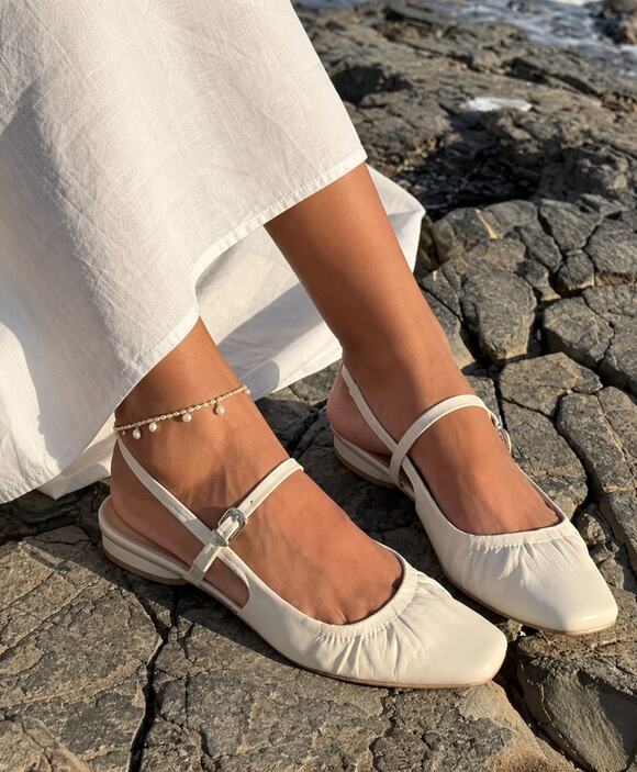 Dolce Vita Shoes - DOLCE VITA Rianne Slingback Flats in Ivory Crinkle Size 9.5